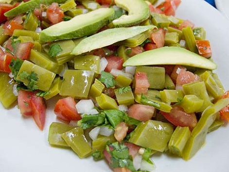 A plate of nopales from La Flor de Oaxaca in Oaxaca, Mexico.