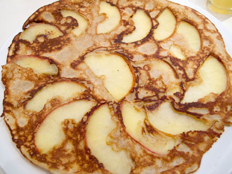 A traditional Dutch apple pannenkoek, or pancake, in Amsterdam, The Netherlands.