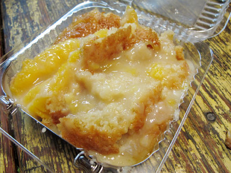 Peach cobbler from Salt Lick BBQ in Driftwood, Texas