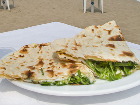 A piadina sandwich from Bar Leneredi in Riccione, Italy