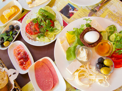 Turkish breakfast, or kahvalti, in Istanbul, Turkey 