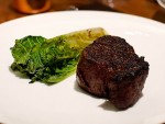 An eye filet with local Tasmanian Cape Grim beef from Landscape Restaurant in Hobart, Tasmania.