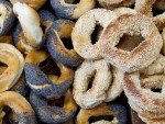 Sesame and poppy seed bagels from St.-Viateur Bagels in Montreal, Canada.