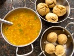 A beautiful preparation of dal baati chorma from Hotel Krishna Niwas in Udaipur, India. 