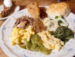 Family-style Southern plate from Monell's in Nashville.