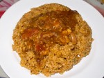 A bowl of fry stew from Kambol Restaurant in Kenema, Sierra Leone. 