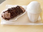 A cannoli and a lemon ice from Libby's Italian Pastry Shop in New Haven, Connecticut