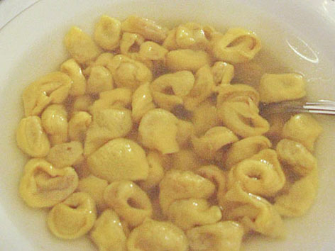 Tortellini en brodo, or broth, at Ristorante Da Bertino & Figli in Bologna, Italy