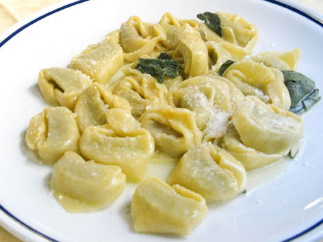 Tortelloni with butter and sage from a restaurant in Bologna, Italy