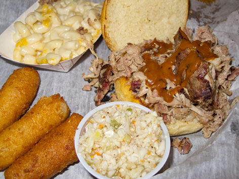 North Carolina BBQ specialties from Luella's BBQ in Asheville.