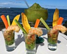 Tequila Grilled Shrimp Shooter and Mojito Caribe Frozen